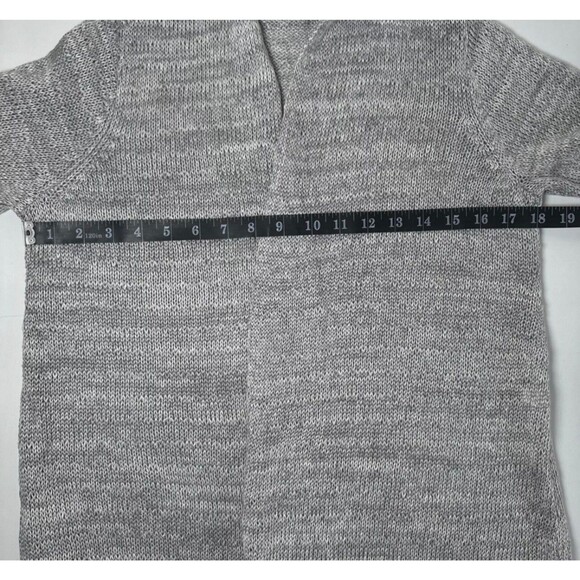 Eileen Fisher XS Open Front Cardigan Gray Organic Linen Knit Sweater Long Sleeve - Picture 7 of 11